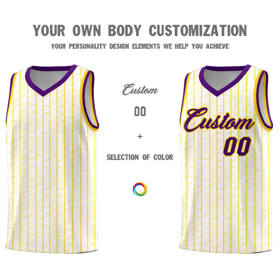 Custom White Custom Gray Pinstripe Retro Sets Uniform Basketball Jersey