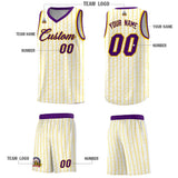 Custom White Custom Gray Pinstripe Retro Sets Uniform Basketball Jersey