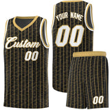 Custom Black Custom Gray Pinstripe Retro Sets Uniform Basketball Jersey