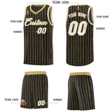 Custom Black Custom Gray Pinstripe Retro Sets Uniform Basketball Jersey
