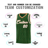 Custom Green Custom Gray Pinstripe Retro Sets Uniform Basketball Jersey