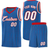 Custom Royal Custom Gray Pinstripe Retro Sets Uniform Basketball Jersey