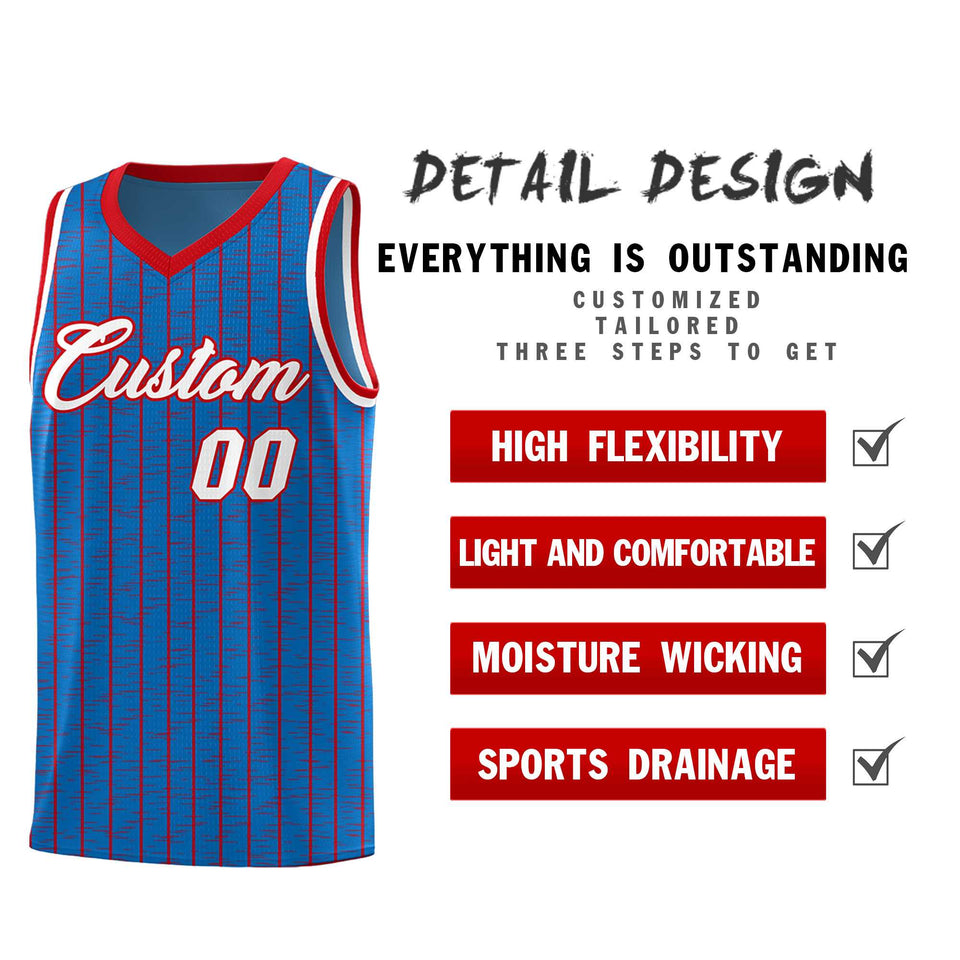 Custom Royal Custom Gray Pinstripe Retro Sets Uniform Basketball Jersey