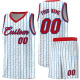 Custom White Custom Gray Pinstripe Retro Sets Uniform Basketball Jersey