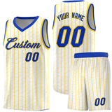 Custom White Custom Gray Pinstripe Retro Sets Uniform Basketball Jersey