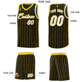 Custom Black Custom Gray Pinstripe Retro Sets Uniform Basketball Jersey