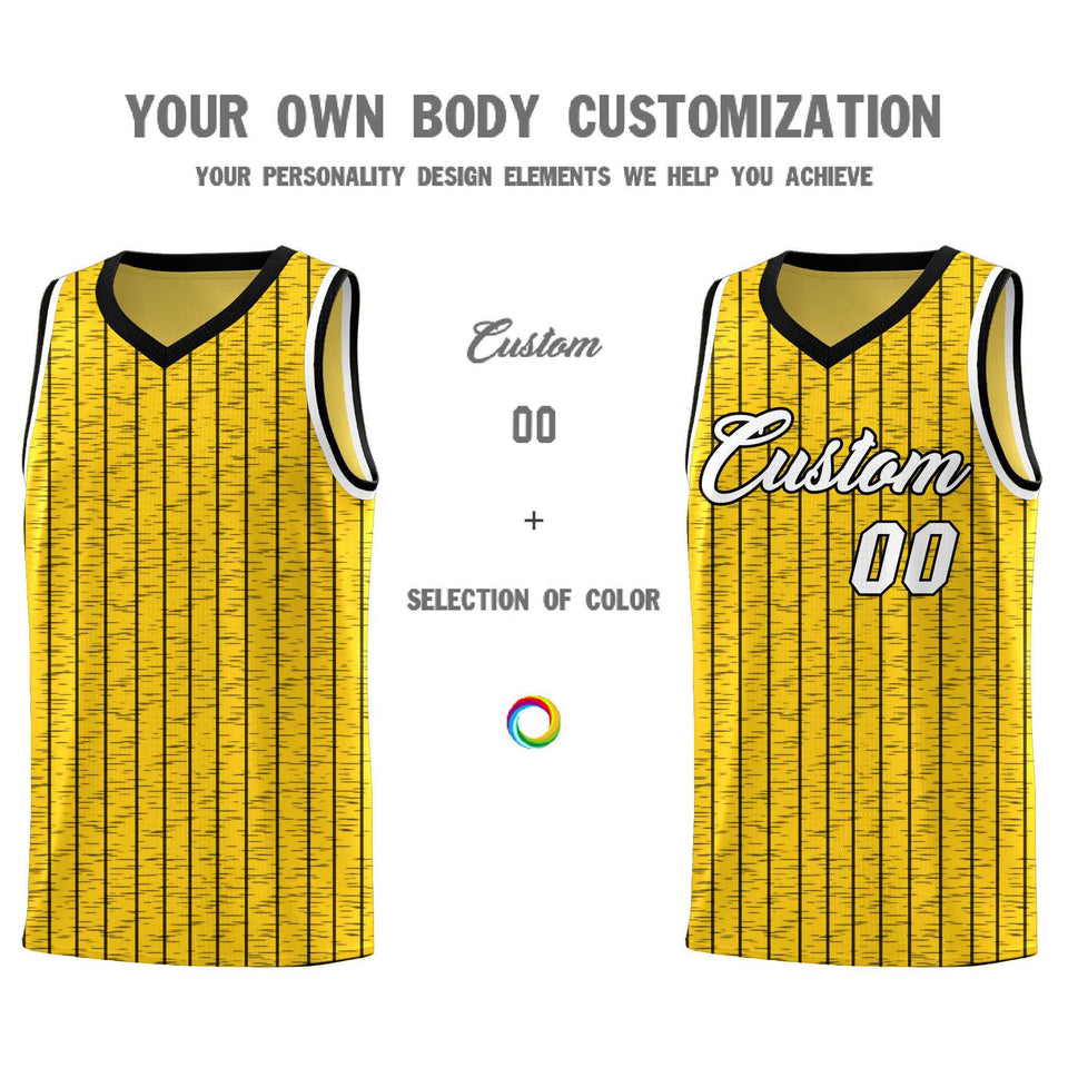 Custom Gold Custom Gray Pinstripe Retro Sets Uniform Basketball Jersey