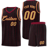 Custom Black Custom Gray Pinstripe Retro Sets Uniform Basketball Jersey