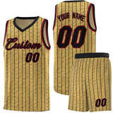 Custom Old Gold Custom Gray Pinstripe Retro Sets Uniform Basketball Jersey