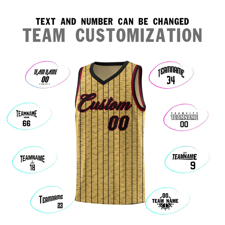Custom Old Gold Custom Gray Pinstripe Retro Sets Uniform Basketball Jersey