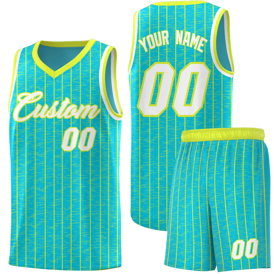Custom Sky Blue Custom Gray Pinstripe Retro Sets Uniform Basketball Jersey