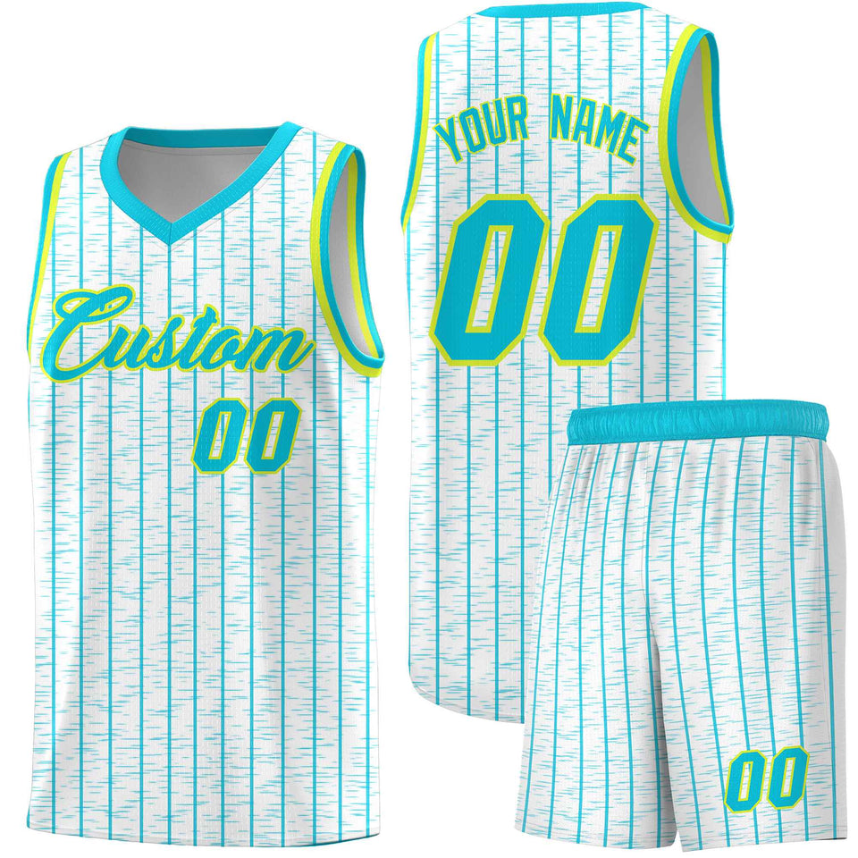 Custom White Custom Gray Pinstripe Retro Sets Uniform Basketball Jersey