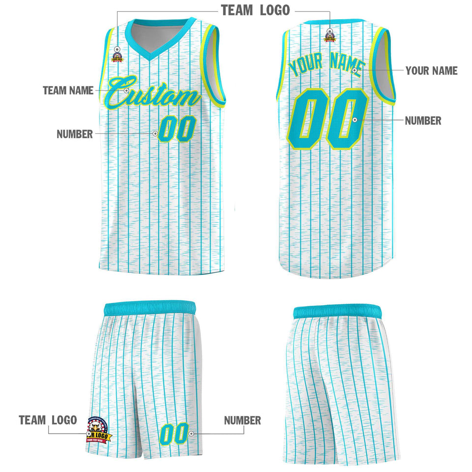 Custom White Custom Gray Pinstripe Retro Sets Uniform Basketball Jersey