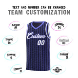 Custom Navy Custom Gray Pinstripe Retro Sets Uniform Basketball Jersey