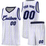 Custom White Custom Gray Pinstripe Retro Sets Uniform Basketball Jersey