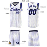 Custom White Custom Gray Pinstripe Retro Sets Uniform Basketball Jersey