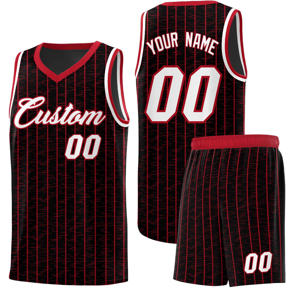 Custom Black Custom Gray Pinstripe Retro Sets Uniform Basketball Jersey