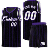 Custom Black Custom Gray Pinstripe Retro Sets Uniform Basketball Jersey