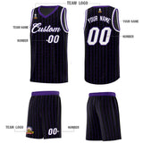 Custom Black Custom Gray Pinstripe Retro Sets Uniform Basketball Jersey