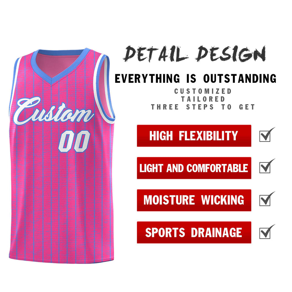 Custom Pink Custom Gray Pinstripe Retro Sets Uniform Basketball Jersey
