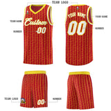 Custom Red Custom Gray Pinstripe Retro Sets Uniform Basketball Jersey