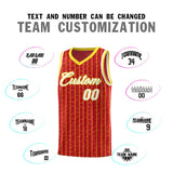Custom Red Custom Gray Pinstripe Retro Sets Uniform Basketball Jersey