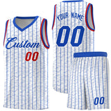 Custom White Custom Gray Pinstripe Retro Sets Uniform Basketball Jersey