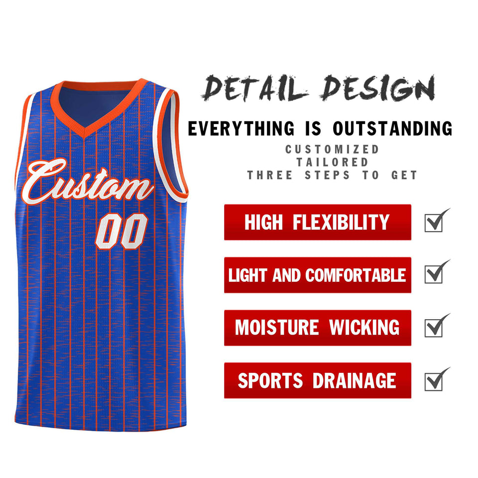 Custom Royal Blue Custom Gray Pinstripe Retro Sets Uniform Basketball Jersey