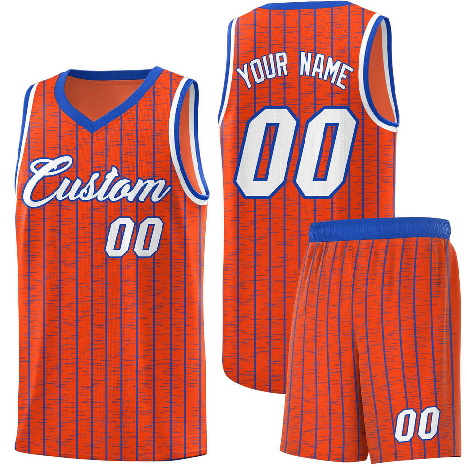 Custom Orange Custom Gray Pinstripe Retro Sets Uniform Basketball Jersey