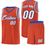 Custom Orange Custom Gray Pinstripe Retro Sets Uniform Basketball Jersey