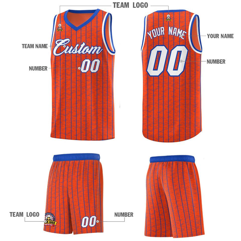 Custom Orange Custom Gray Pinstripe Retro Sets Uniform Basketball Jersey
