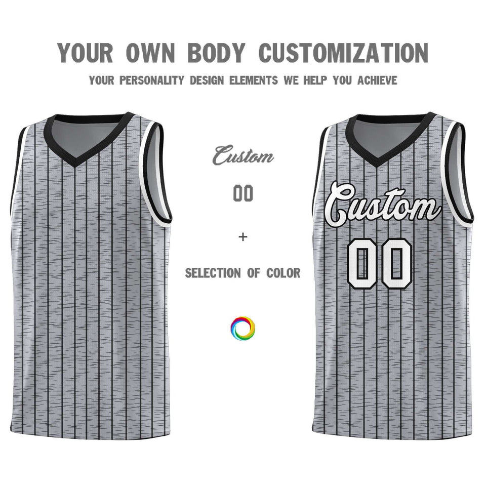 Custom Gray Custom Gray Pinstripe Retro Sets Uniform Basketball Jersey