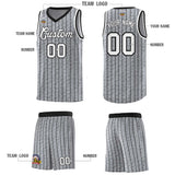Custom Gray Custom Gray Pinstripe Retro Sets Uniform Basketball Jersey