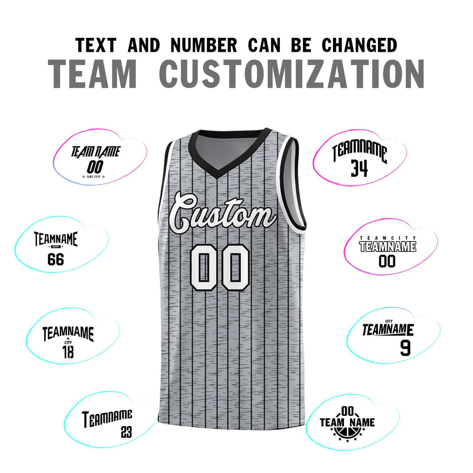 Custom Gray Custom Gray Pinstripe Retro Sets Uniform Basketball Jersey