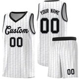 Custom White Custom Gray Pinstripe Retro Sets Uniform Basketball Jersey