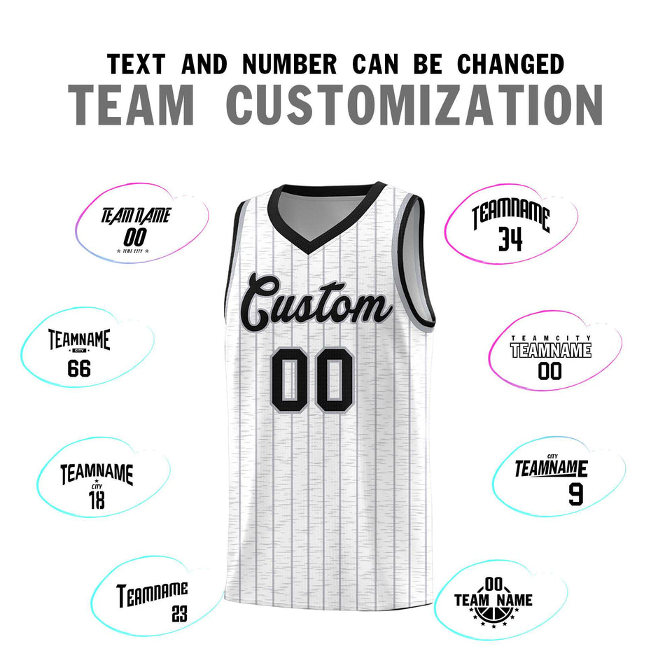 Custom White Custom Gray Pinstripe Retro Sets Uniform Basketball Jersey