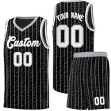 Custom Black Custom Gray Pinstripe Retro Sets Uniform Basketball Jersey