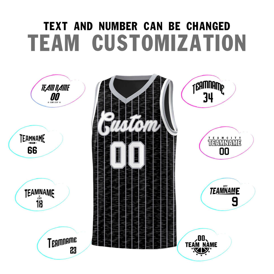 Custom Black Custom Gray Pinstripe Retro Sets Uniform Basketball Jersey