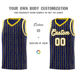 Custom Navy Custom Gray Pinstripe Retro Sets Uniform Basketball Jersey