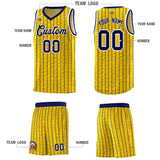 Custom Gold Custom Gray Pinstripe Retro Sets Uniform Basketball Jersey