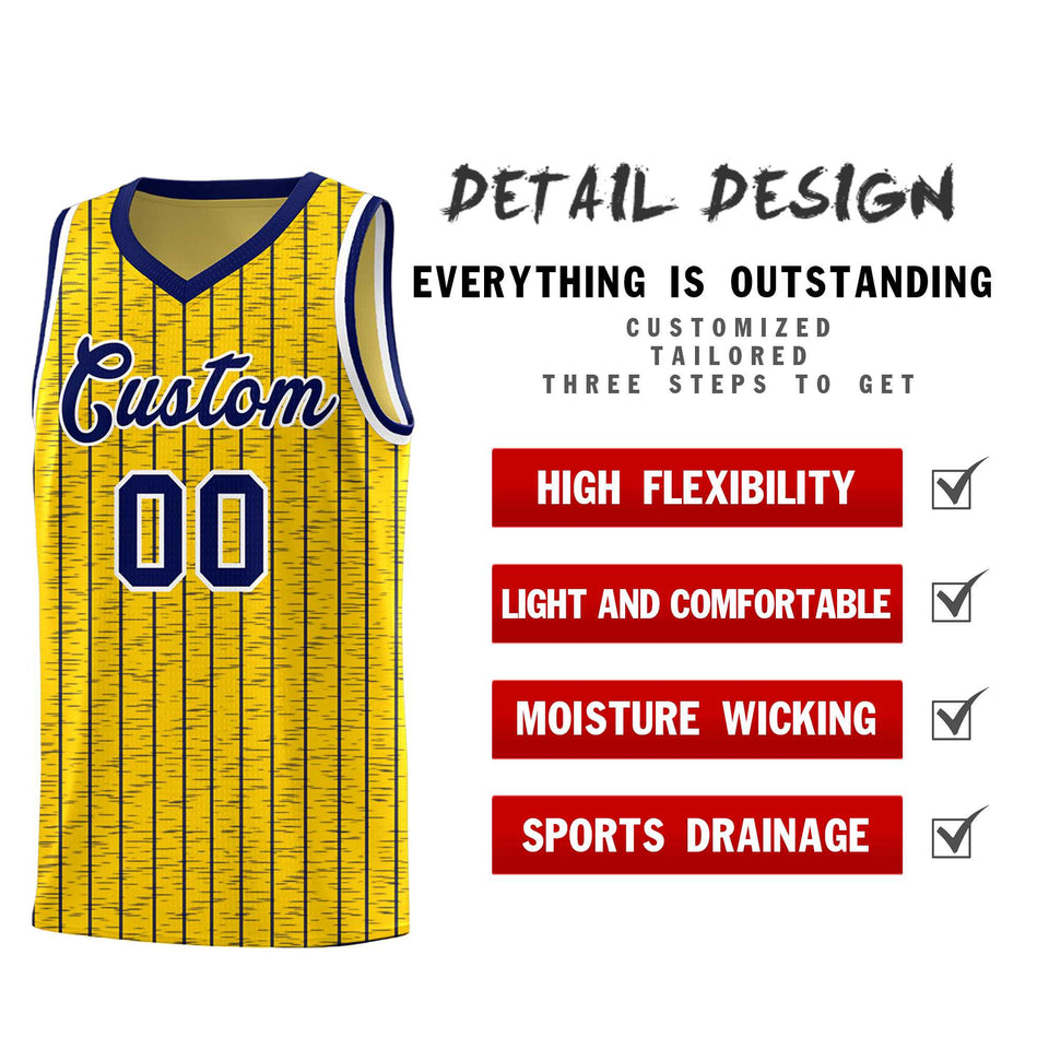 Custom Gold Custom Gray Pinstripe Retro Sets Uniform Basketball Jersey