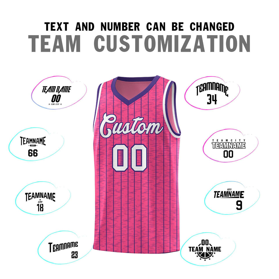 Custom Pink Custom Gray Pinstripe Retro Sets Uniform Basketball Jersey