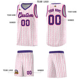 Custom White Custom Gray Pinstripe Retro Sets Uniform Basketball Jersey