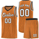 Custom Gold Orange Custom Gray Pinstripe Retro Sets Uniform Basketball Jersey
