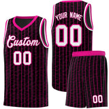 Custom Black Custom Gray Pinstripe Retro Sets Uniform Basketball Jersey