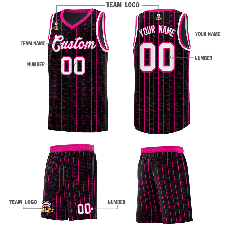 Custom Black Custom Gray Pinstripe Retro Sets Uniform Basketball Jersey