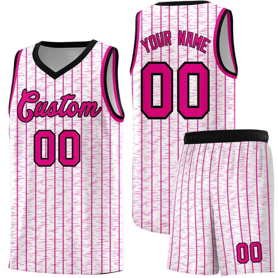 Custom White Custom Gray Pinstripe Retro Sets Uniform Basketball Jersey