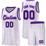 Custom White Custom Gray Pinstripe Retro Sets Uniform Basketball Jersey