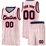 Custom White Custom Gray Pinstripe Retro Sets Uniform Basketball Jersey