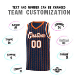 Custom Navy Custom Gray Pinstripe Retro Sets Uniform Basketball Jersey